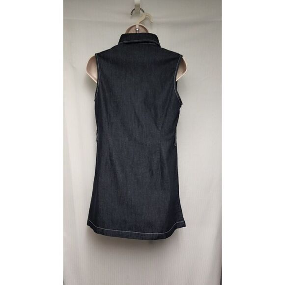 Eighty-Eight Denim Blue Mini Dress Zip Up Front Women’s Size Small - Picture 6 of 7